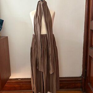 Vintage Melissa Lane mushroom brown/taupe 3-piece silk set: blouse, skirt, scarf